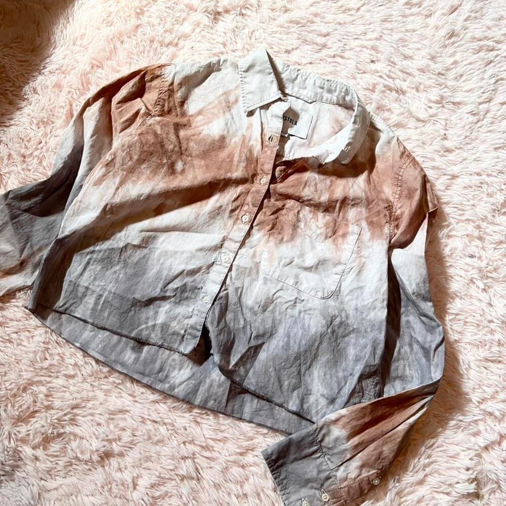 Pistola Tie Dye Earthy Minimalist Artistic Ombré Granola Button Down Crop Top